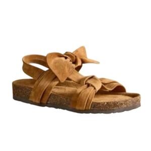 SUNDANCE Made in Italy Tigerlily Brown Suede Bow Detail Sandal